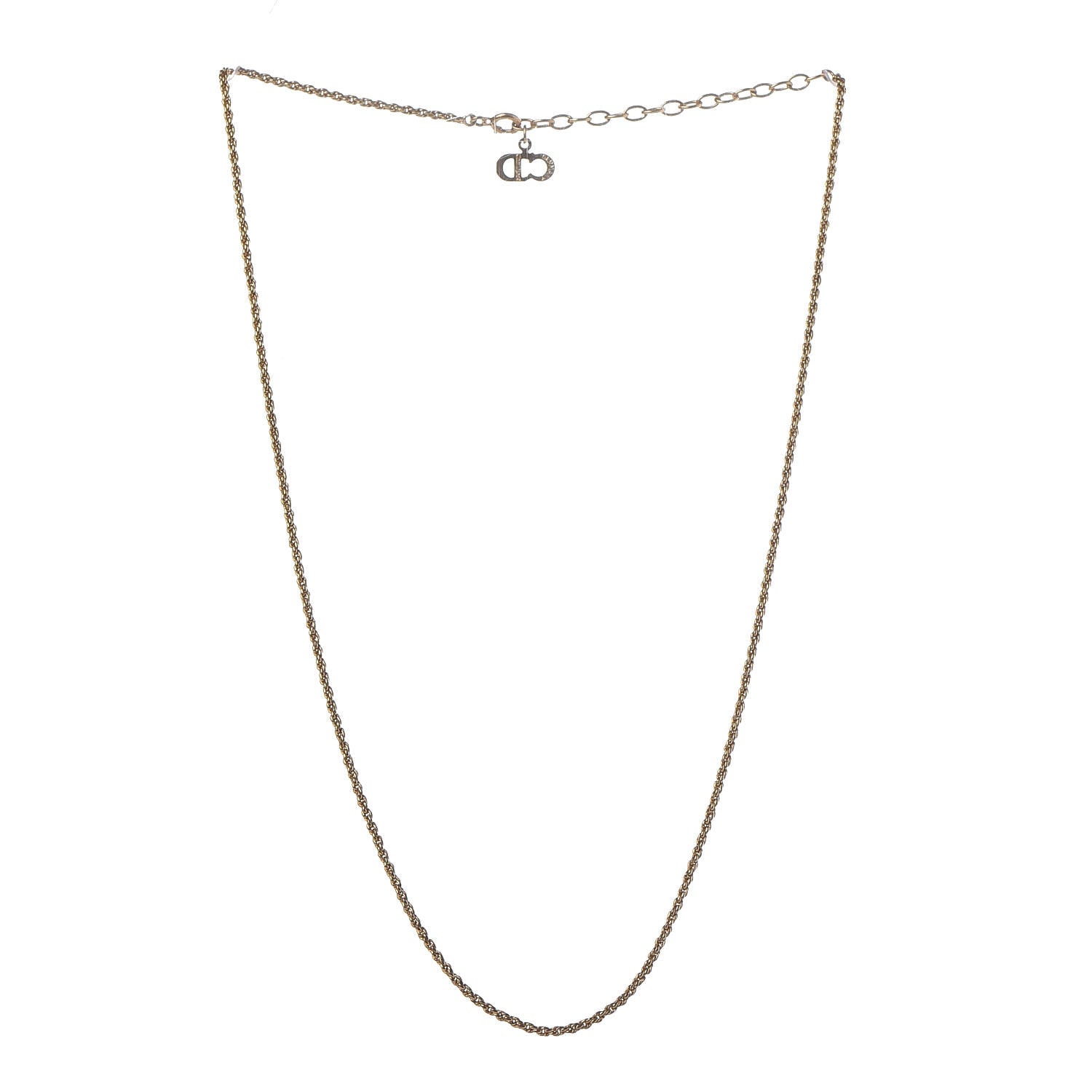 Christian Dior Metal Initials Necklace Gold 3 of 4