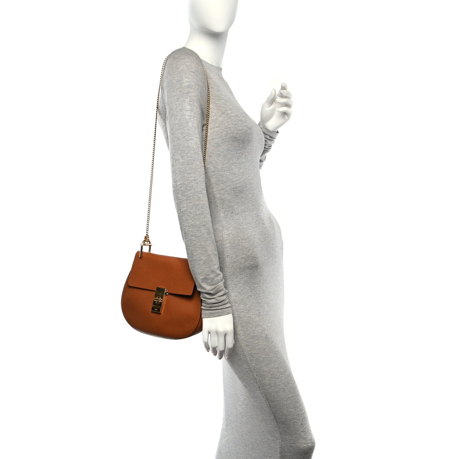 Chloe Grained Lambskin Mini Drew Shoulder Bag Caramel 2 of 12