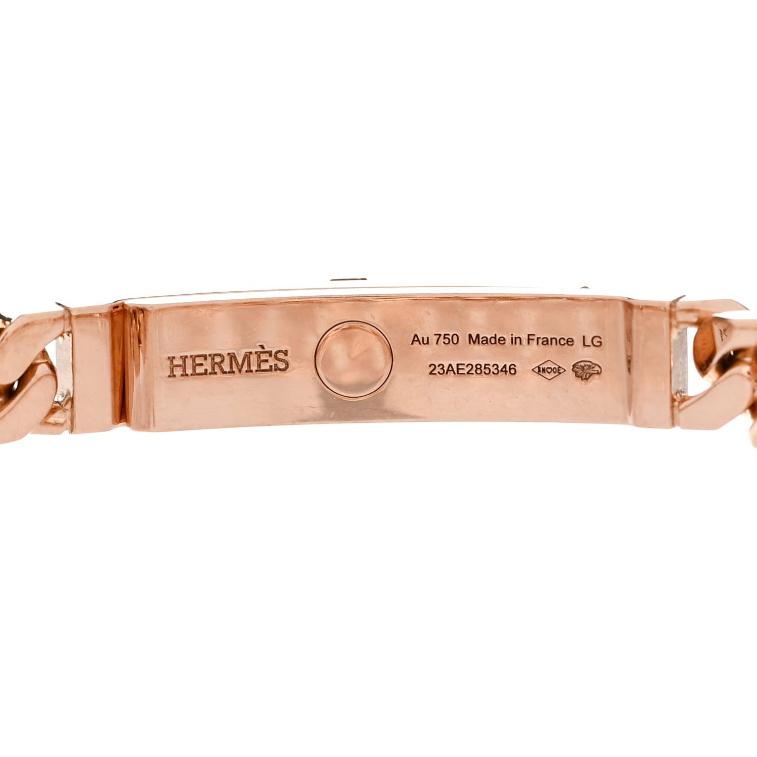Hermes 18K Rose Gold Diamond PM Kelly Chaine Bracelet LG 3 of 4