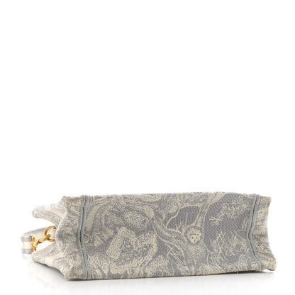 Christian Dior Canvas Embroidered Toile De Jouy Reverse Mini Book Tote With Strap Grey 4 of 12