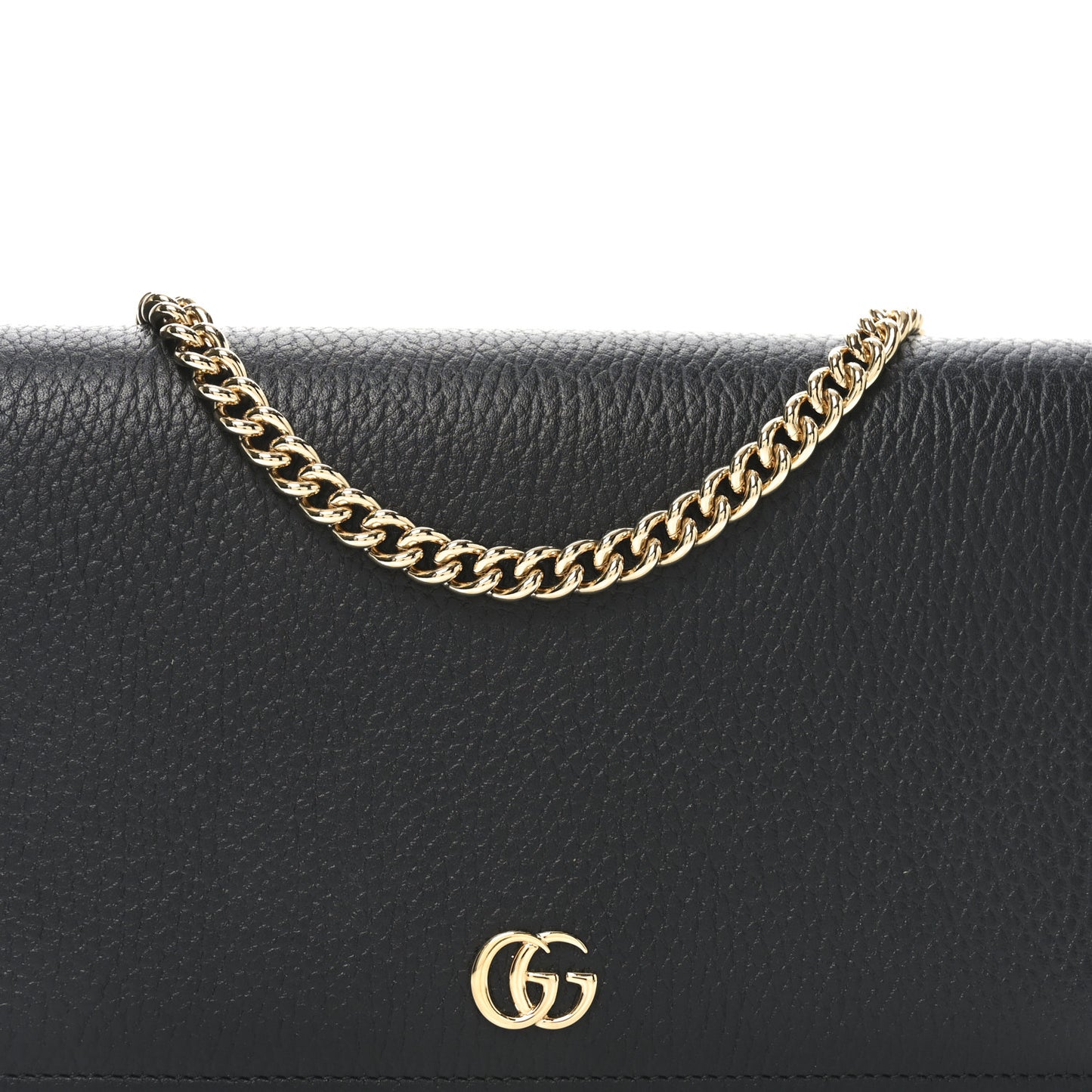 Calfskin Mini GG Marmont Chain Wallet Black