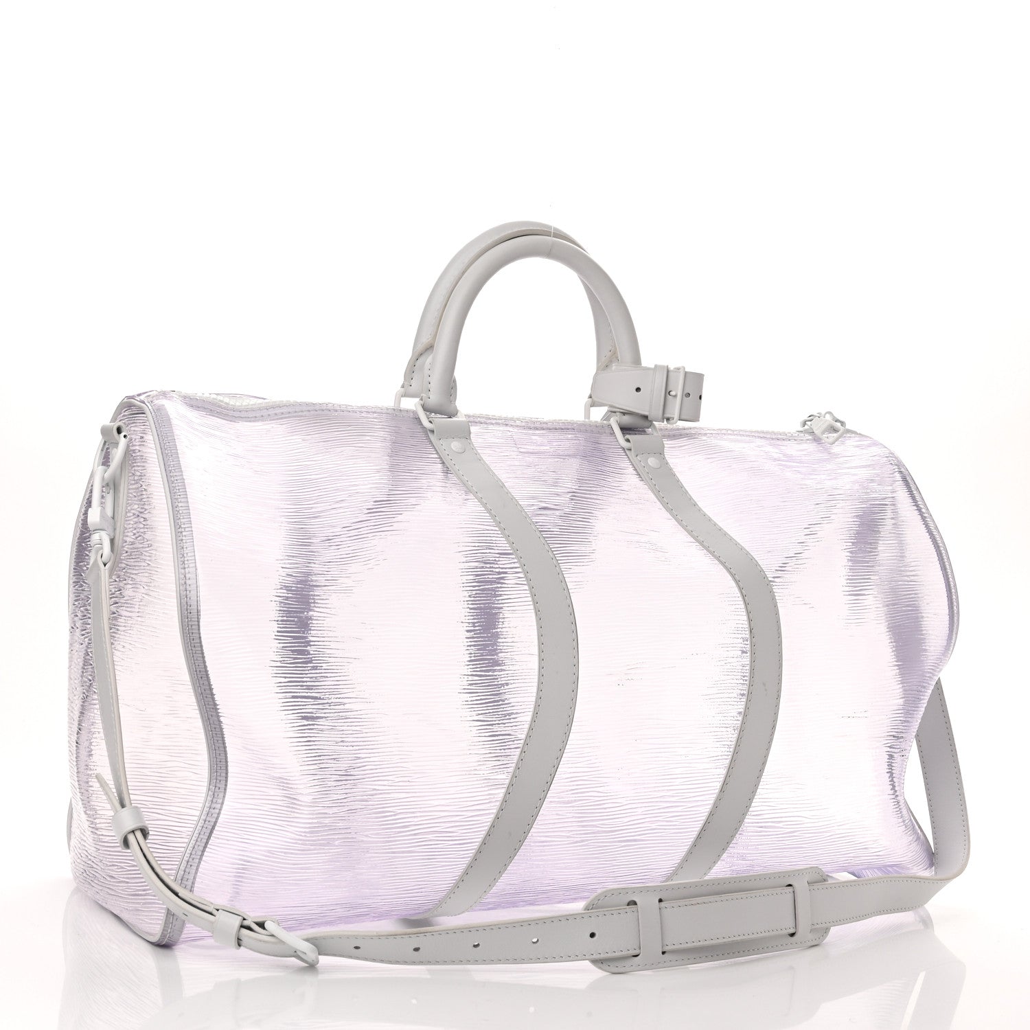 Louis Vuitton PVC Epi Embossed Wavy Keepall Bandouliere 50 White 2 of 13