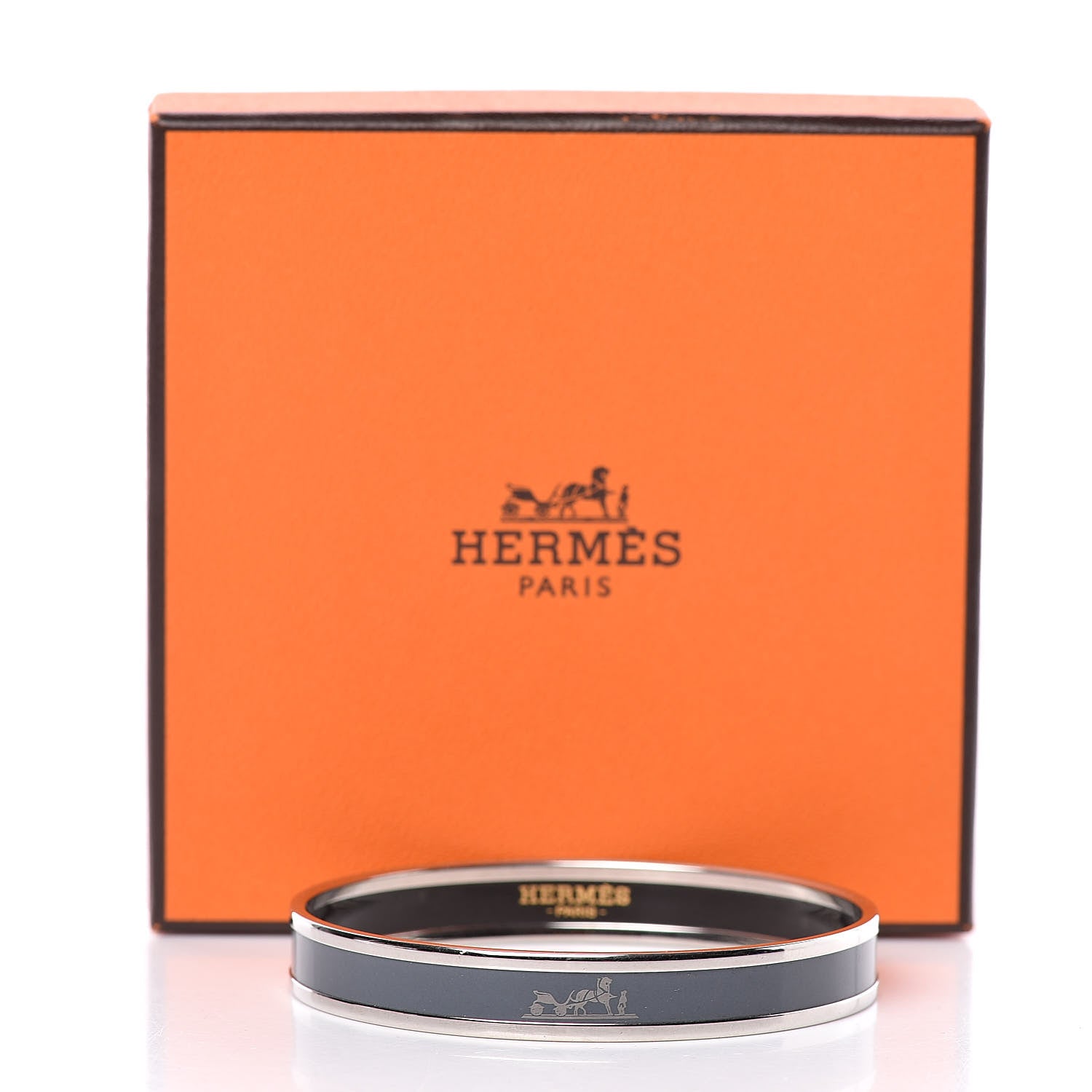Hermes Enamel Printed Narrow Caleche Bracelet 65 Ardoise 6 of 6