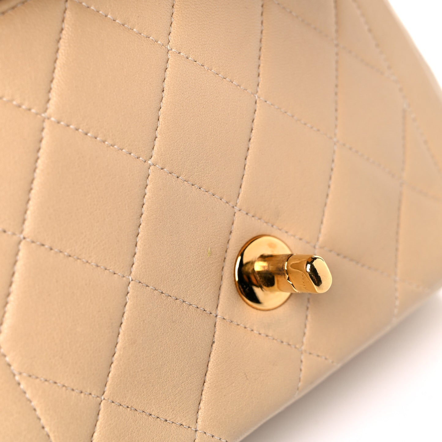 Lambskin Quilted Mini Square Flap Beige