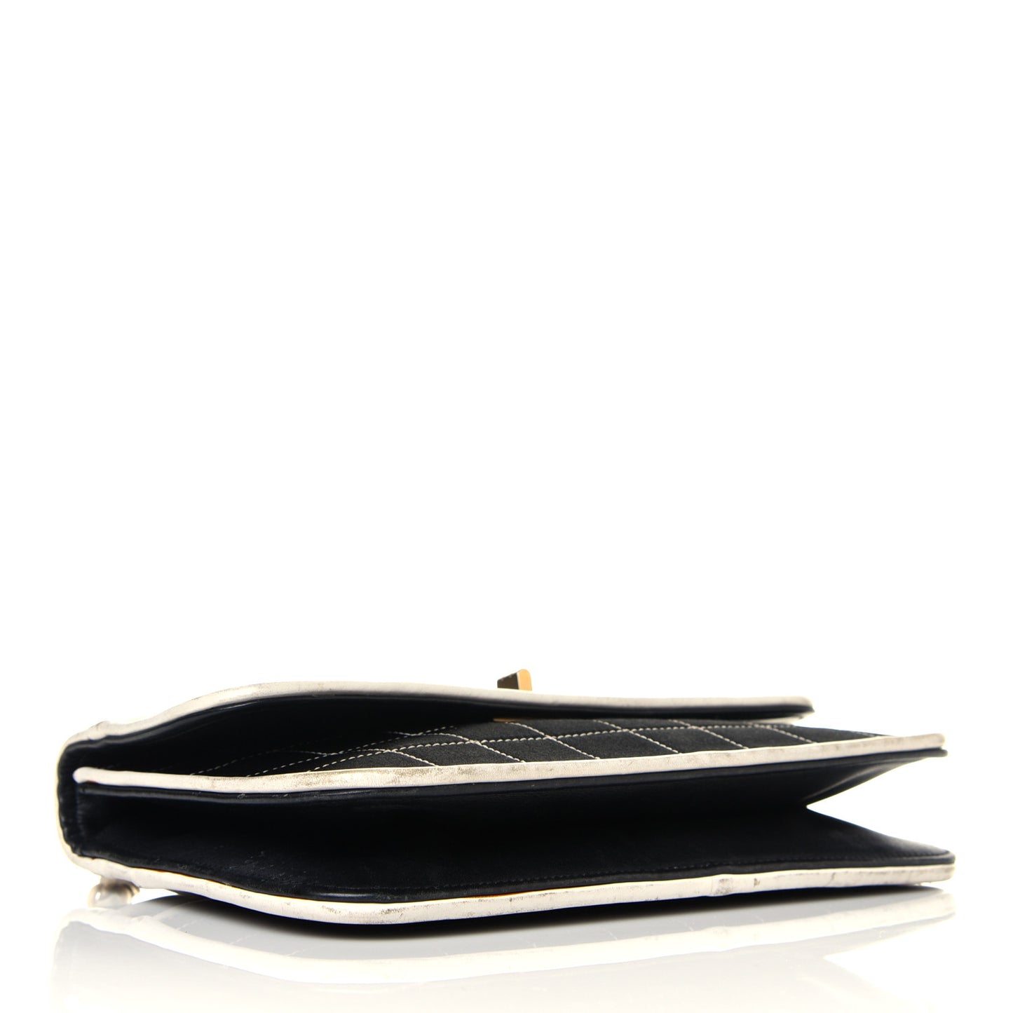 Satin Quilted Chocolate Bar Flap Black