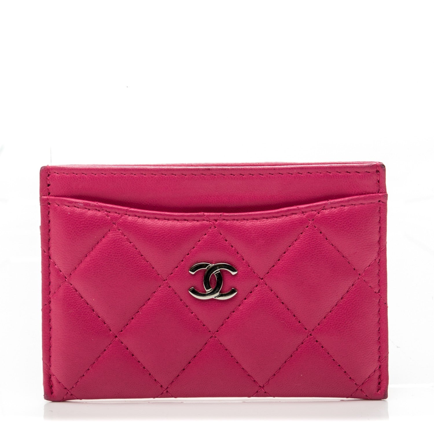 Chanel Lambskin Quilted Card Holder Fuchsia 1 of 8