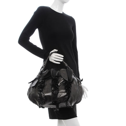 Prada Metallic Python Ruffle Tote 2 of 9
