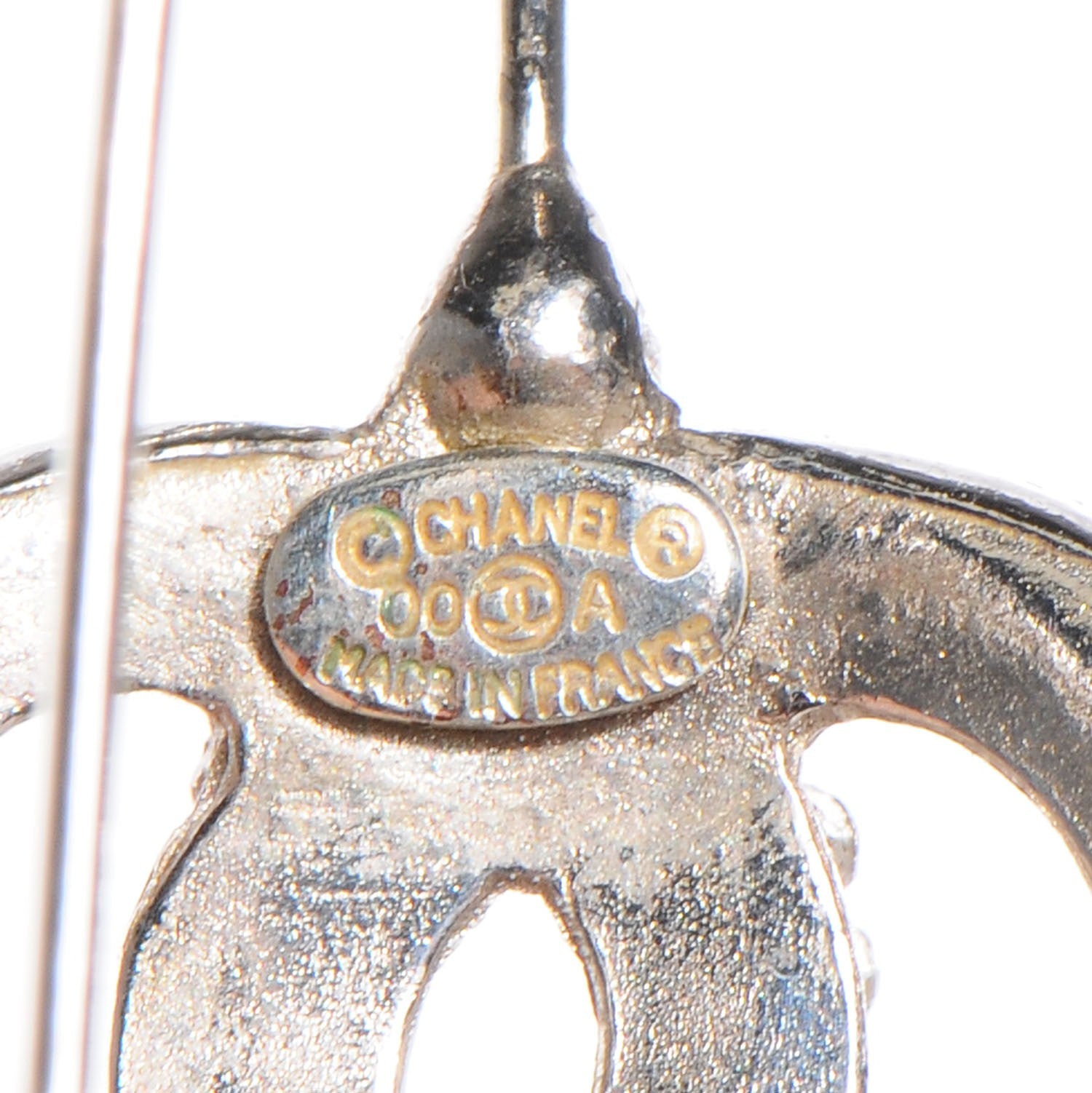 Chanel Textured CC Drop Earrings Silver 4 of 4