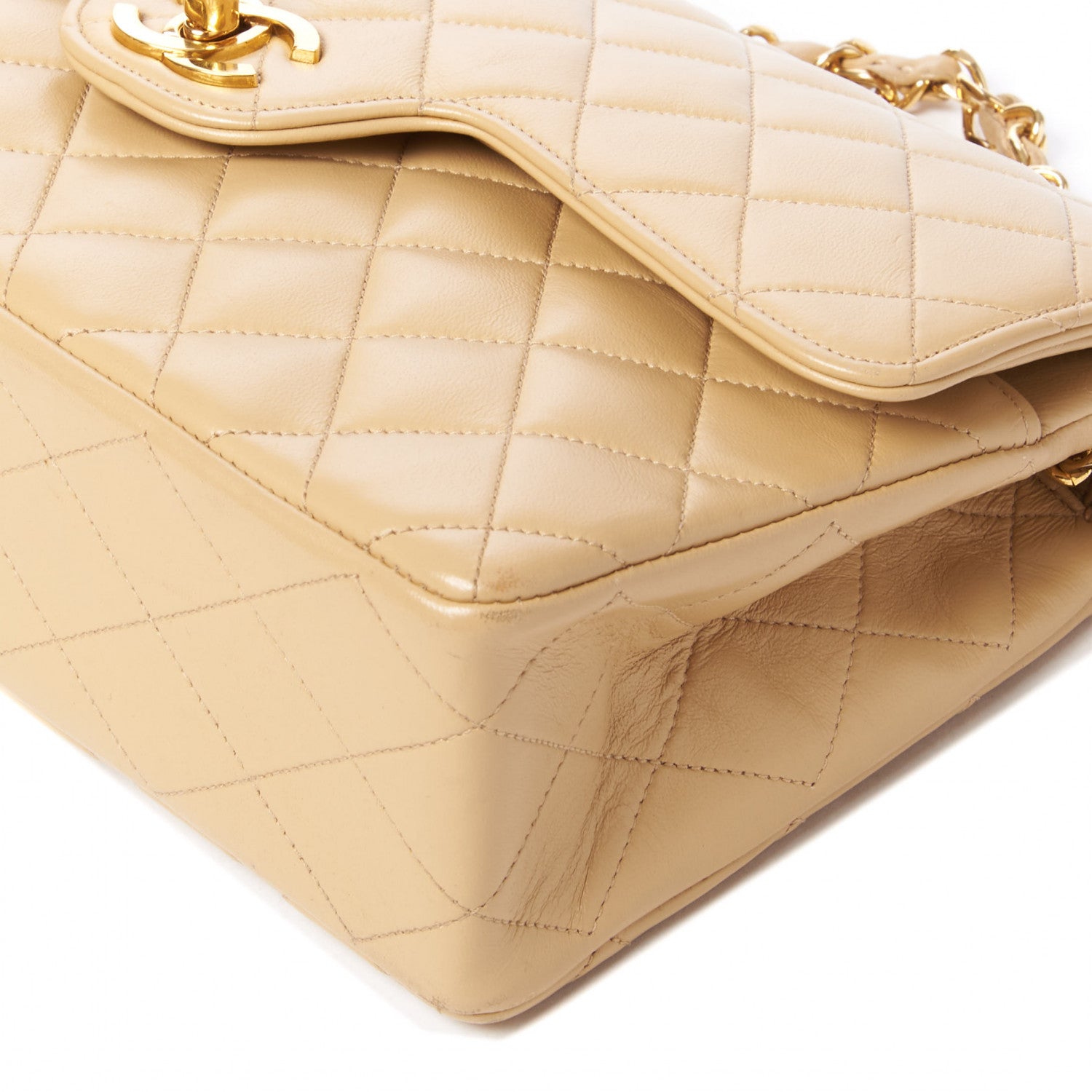 Chanel Lambskin Quilted Medium Double Flap Beige 4 of 9