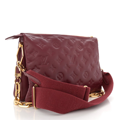 Louis Vuitton Lambskin Embossed Monogram Coussin PM Wine 3 of 10