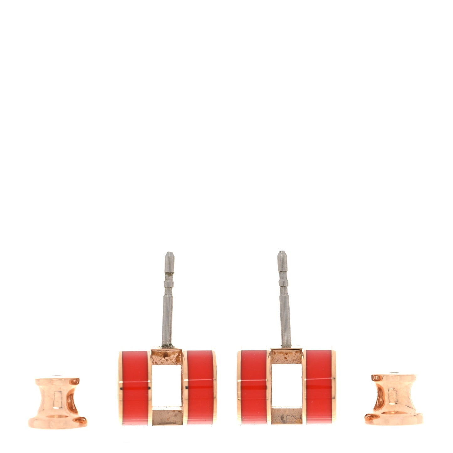 Rose Gold Lacquered Pop H Earrings Rouge Corail