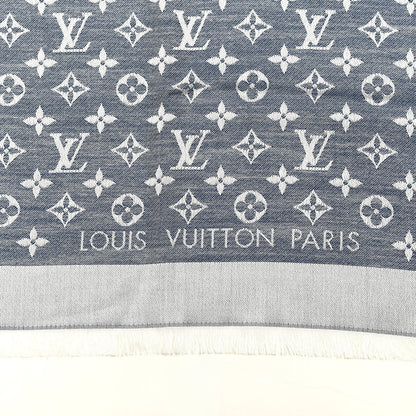 Louis Vuitton Silk Wool Monogram Denim Shawl Blue 2 of 3