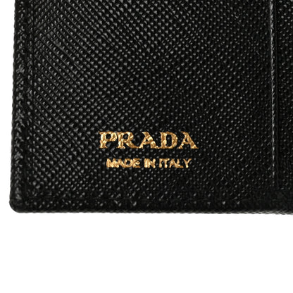 Prada Saffiano Small Triangle Bi-Fold Wallet Black 6 of 7