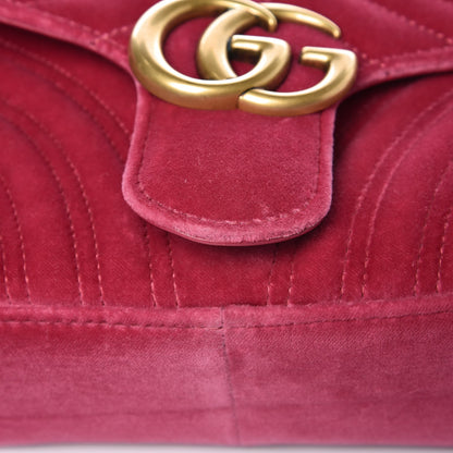 Gucci Velvet Matelasse Small GG Marmont Shoulder Bag Light Raspberry Rose 16 of 16