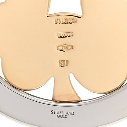 Bulgari 18K Yellow Gold Stainless Steel Calfskin Tondo Clover Pendant Necklace Black 4 of 4