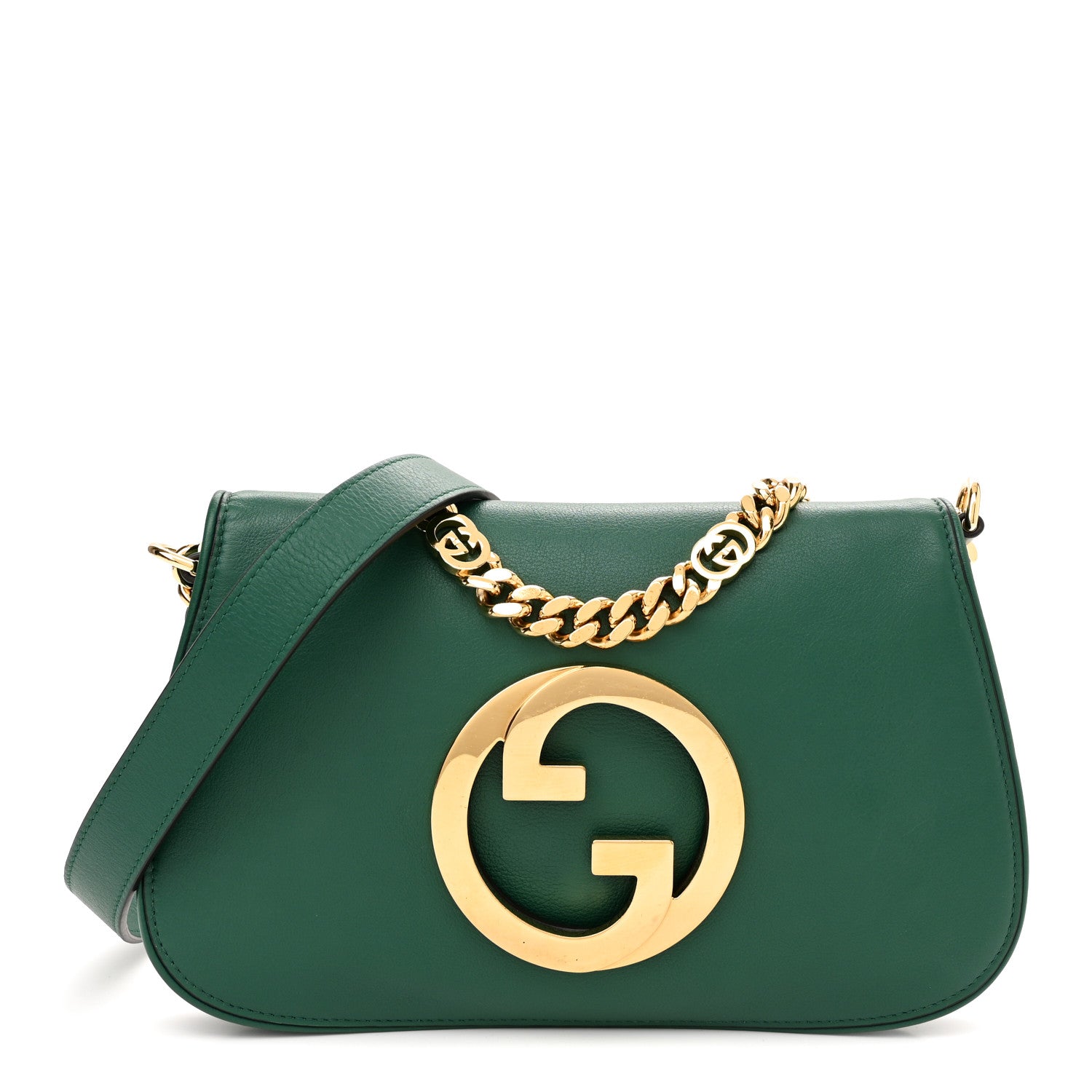 Gucci Roxy Calfskin Blondie Chain Shoulder Flap Bag Emerald 1 of 12