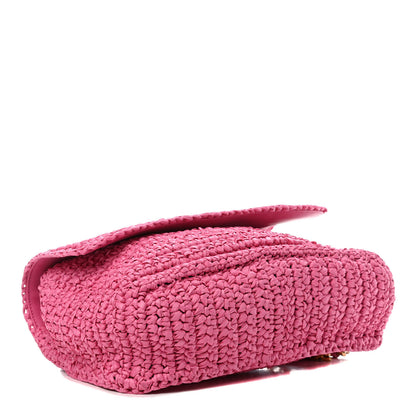 Saint Laurent Raffia Calfskin Monogram Medium Niki Chain Satchel Bright Pink 3 of 4