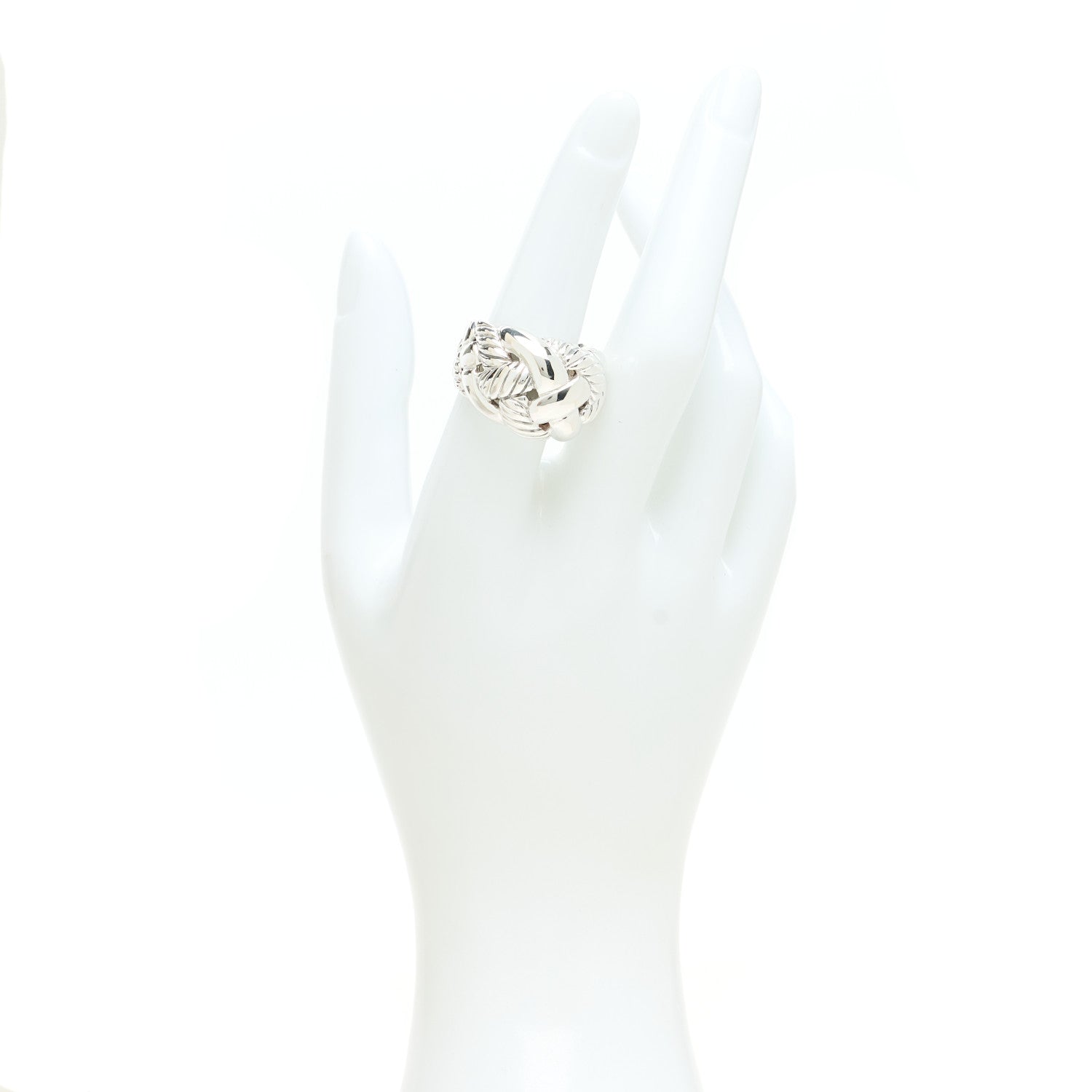 David Yurman Sterling Silver Braided Cable Dome Ring 54 7 2 of 4