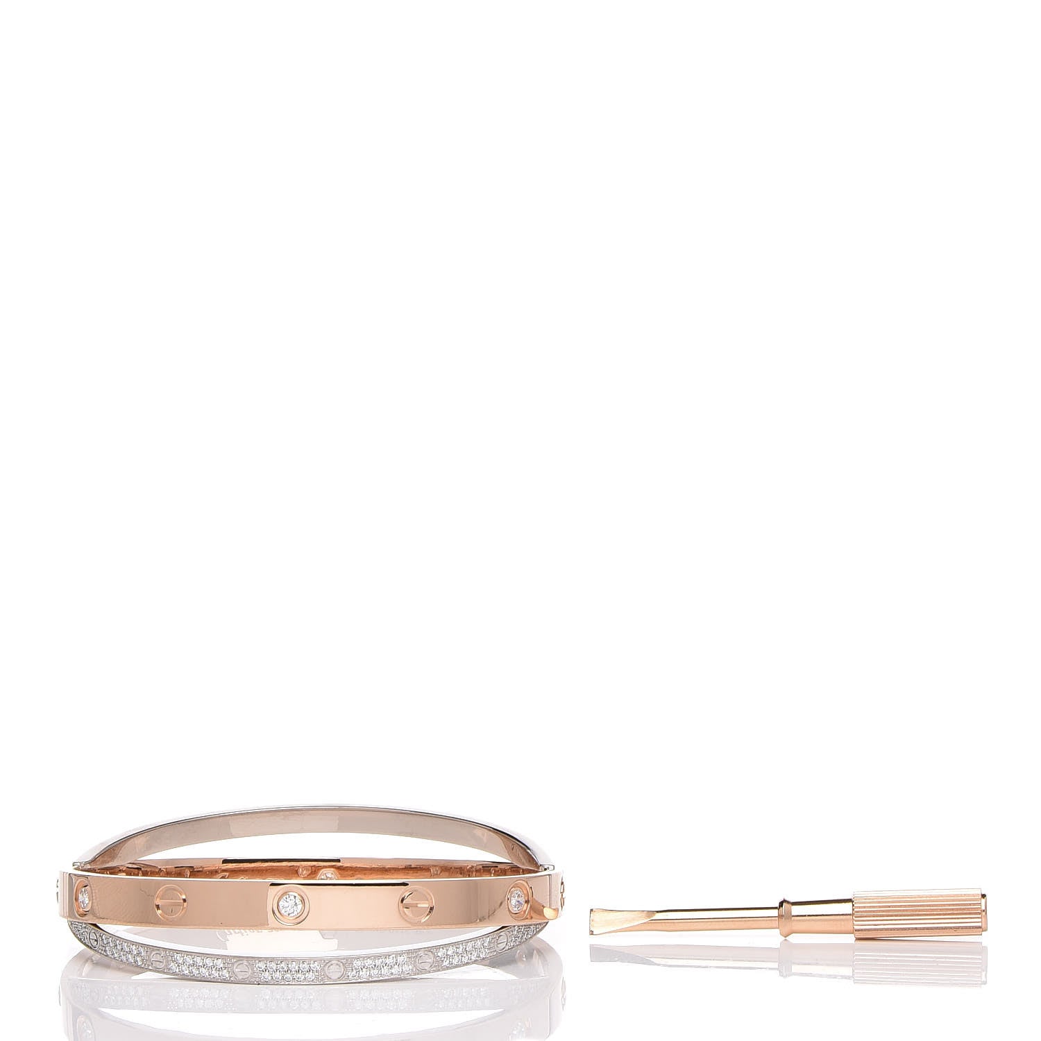 Cartier 18K Pink White Gold Diamond Double LOVE Paved Bracelet 17 4 of 8