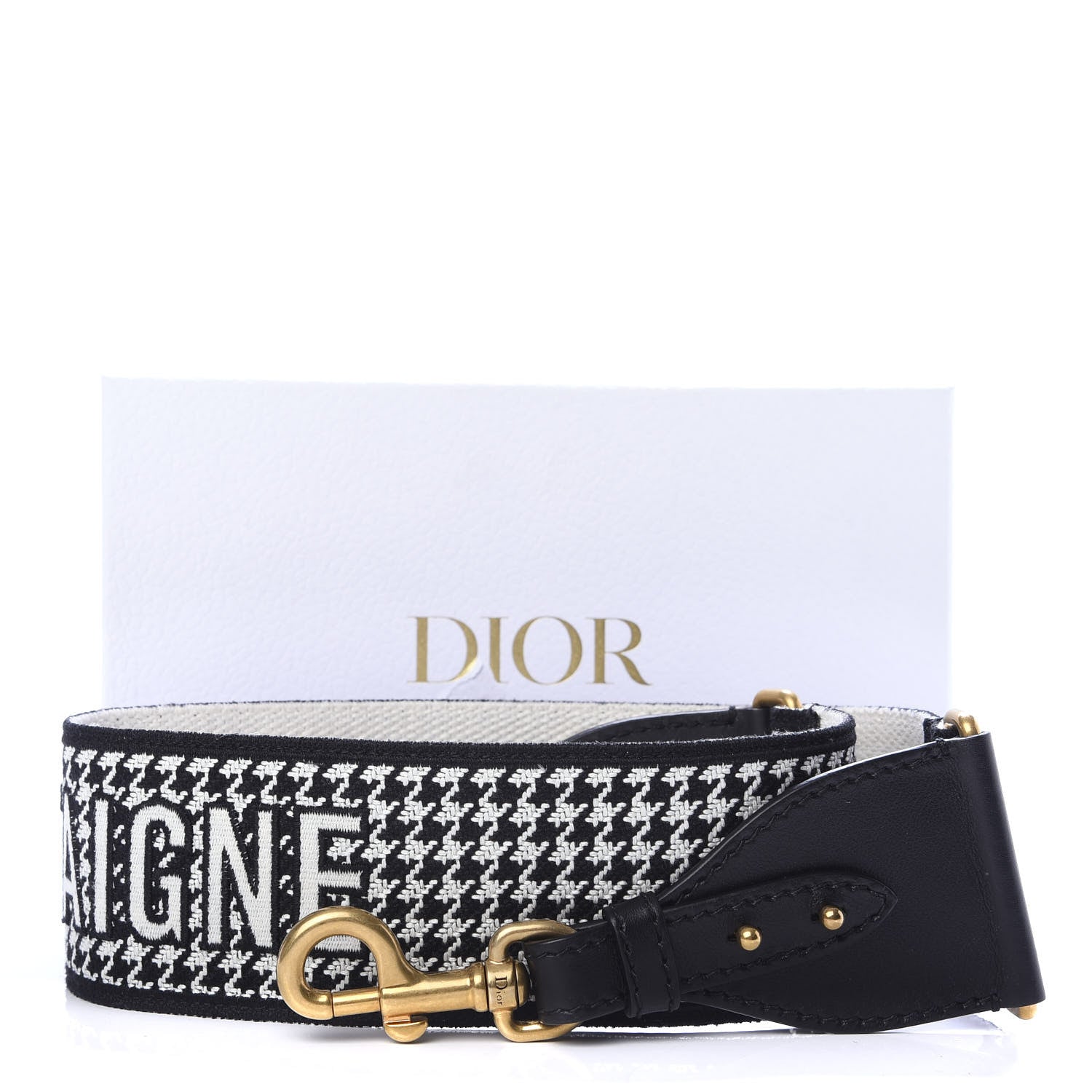 Christian Dior Canvas Houndstooth Embroidered 30 Montaigne Shoulder Strap Black White 5 of 5