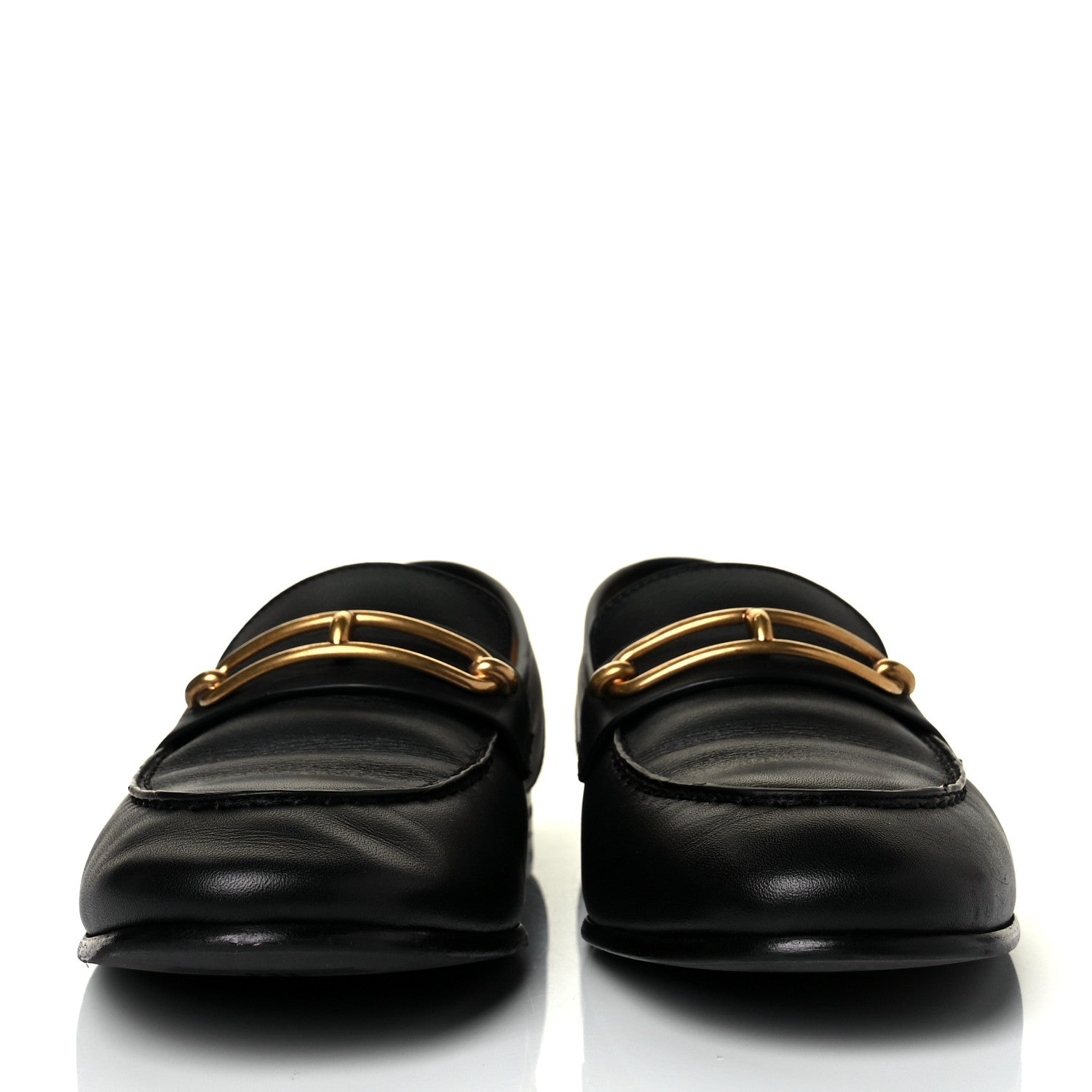 Hermes Calfskin Womens Colette Loafers 38 Black 2 of 9