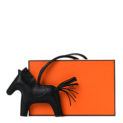 Hermes Milo Lambskin Grigri Rodeo Horse Bag Charm MM So Black 4 of 4