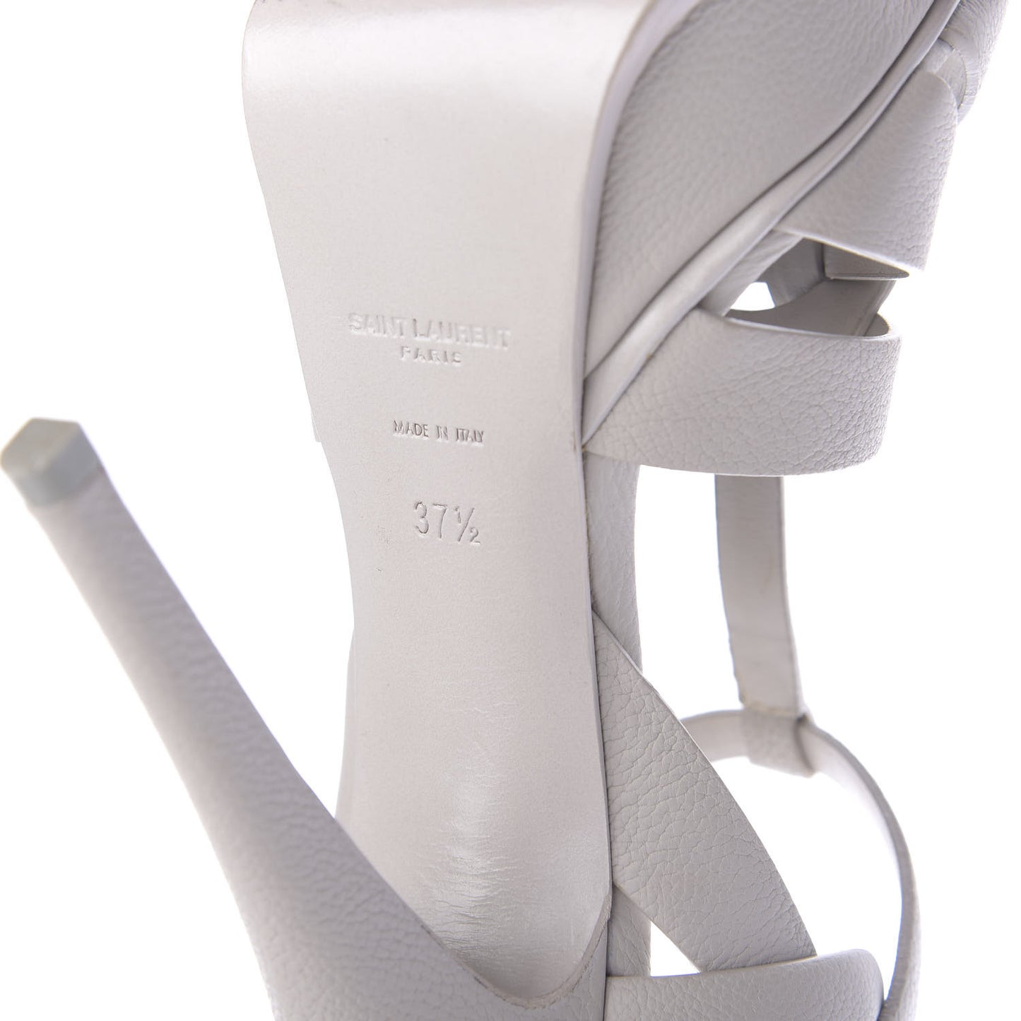 Textured Calfskin Tribute 105 Platform Sandals 37.5 Light Grey