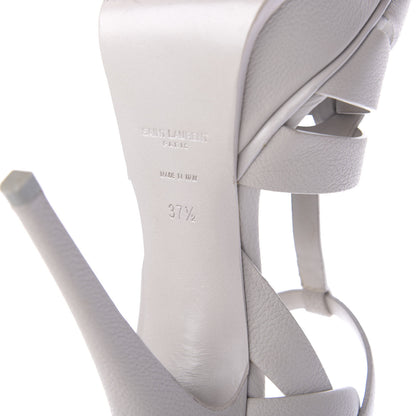 Saint Laurent Textured Calfskin Tribute 105 Platform Sandals 37.5 Light Grey 12 of 12