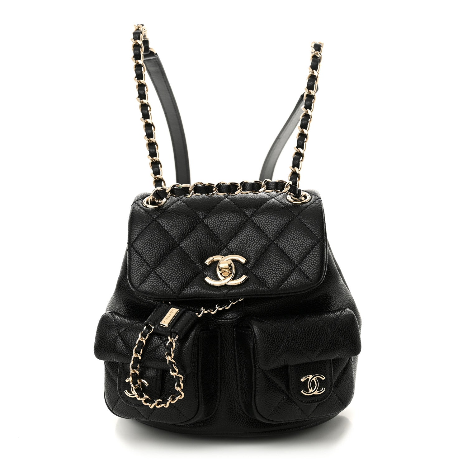 Chanel Shiny Caviar Quilted Small Duma Pockets Drawstring Backpack Black 1 of 10