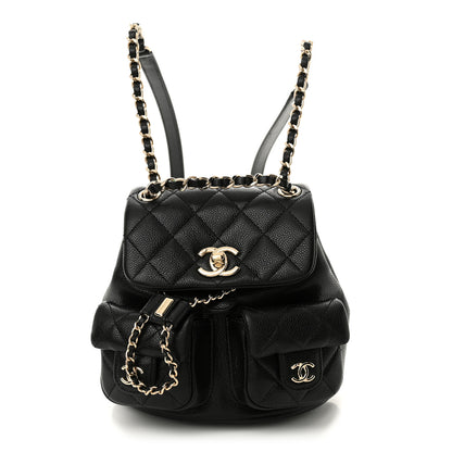 Chanel Shiny Caviar Quilted Small Duma Pockets Drawstring Backpack Black 1 of 10