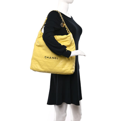 Chanel Shiny Caviar Quilted Small Chanel 22 Yellow 2 of 10