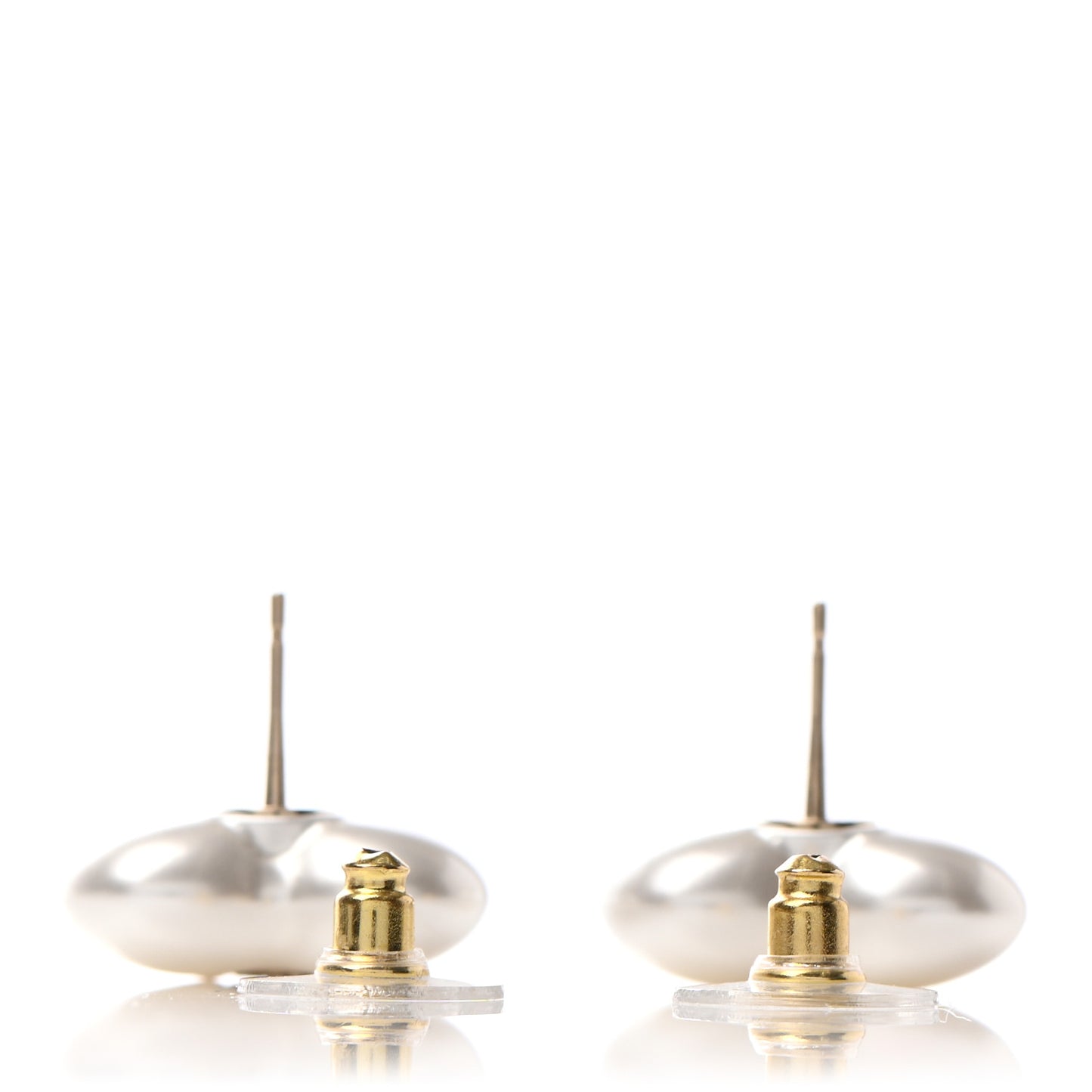 Pearl Crystal CC Heart Earrings Gold