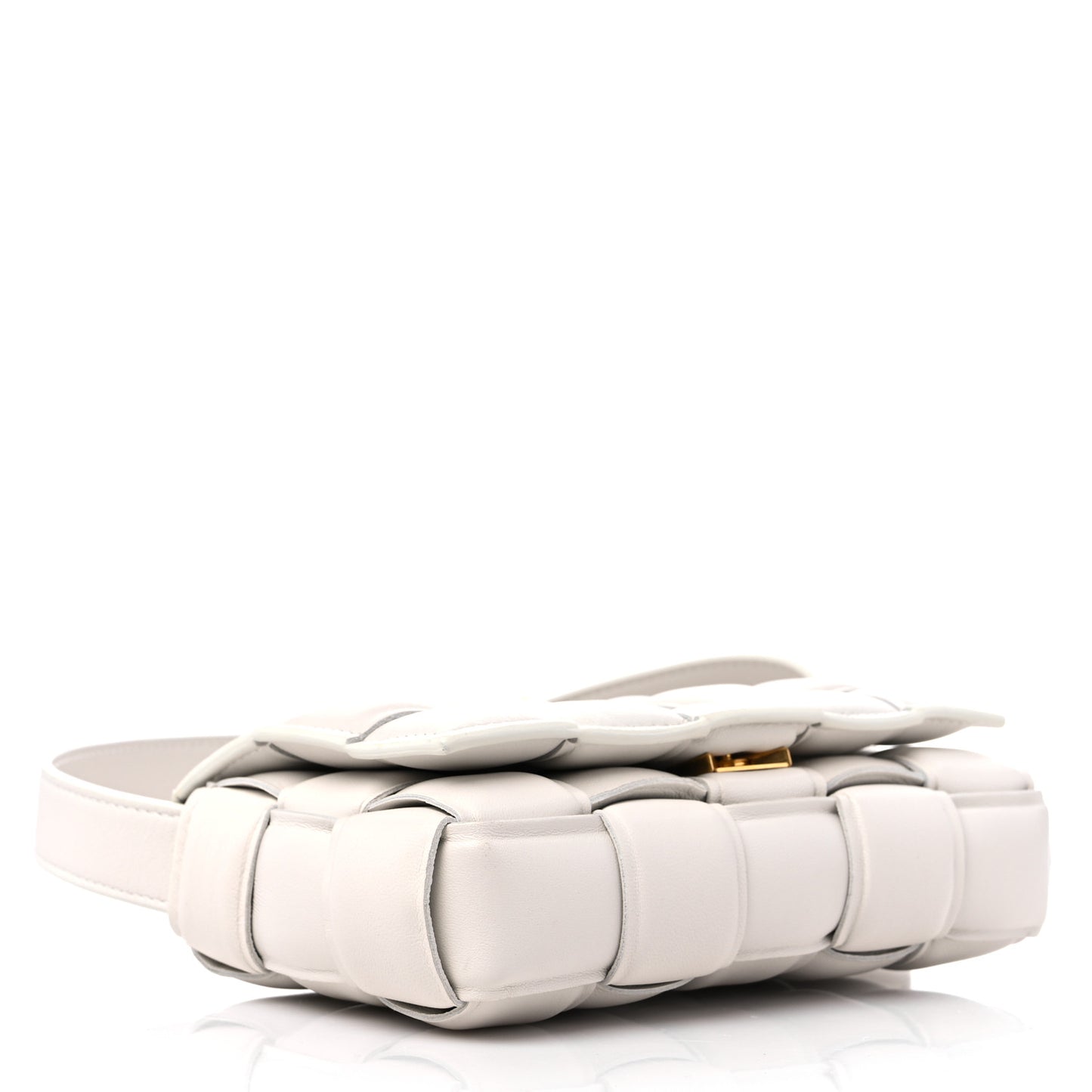 Nappa Maxi Intreccio Small Padded Cassette Crossbody Bag White