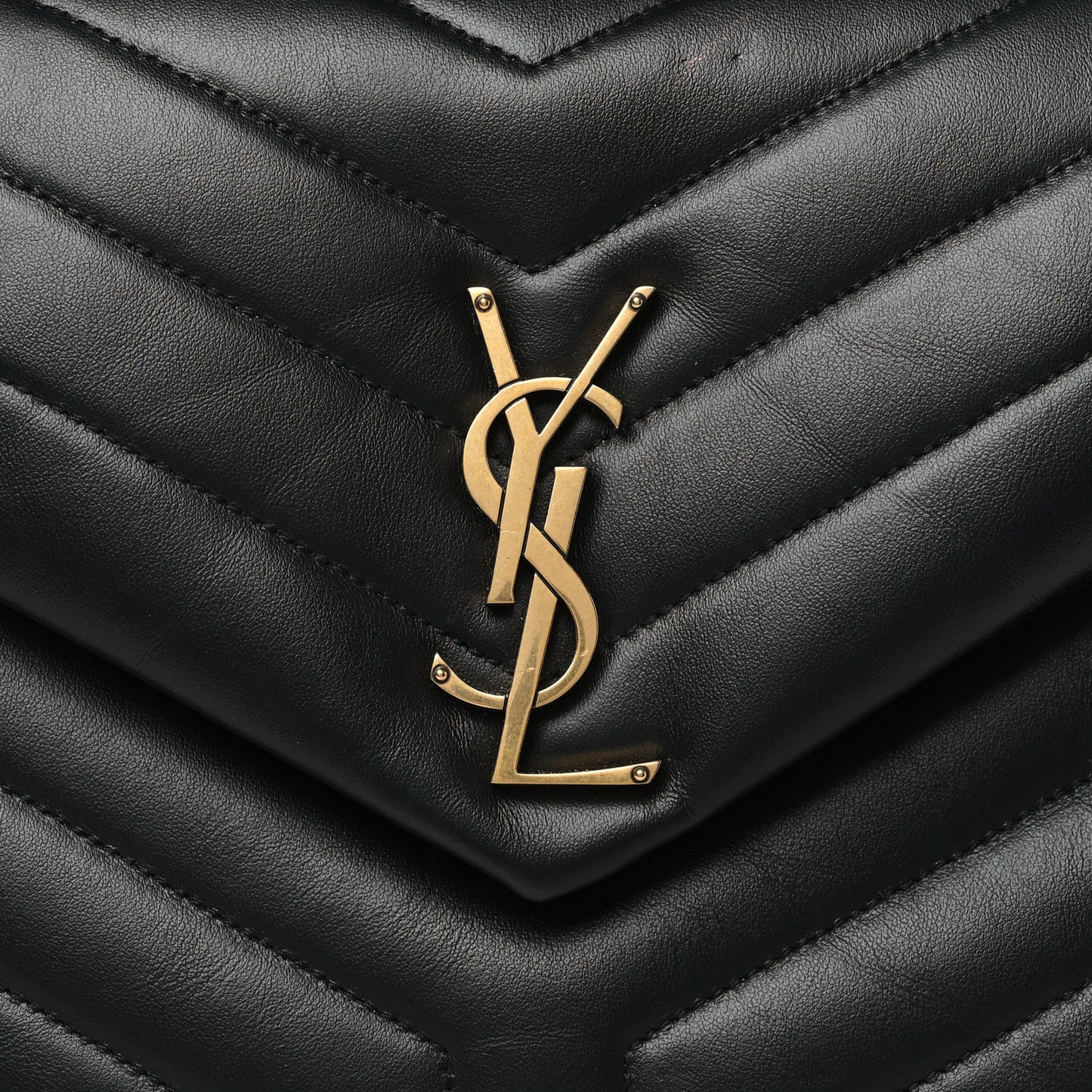 Calfskin Y Quilted Monogram Medium Loulou Chain Satchel Black