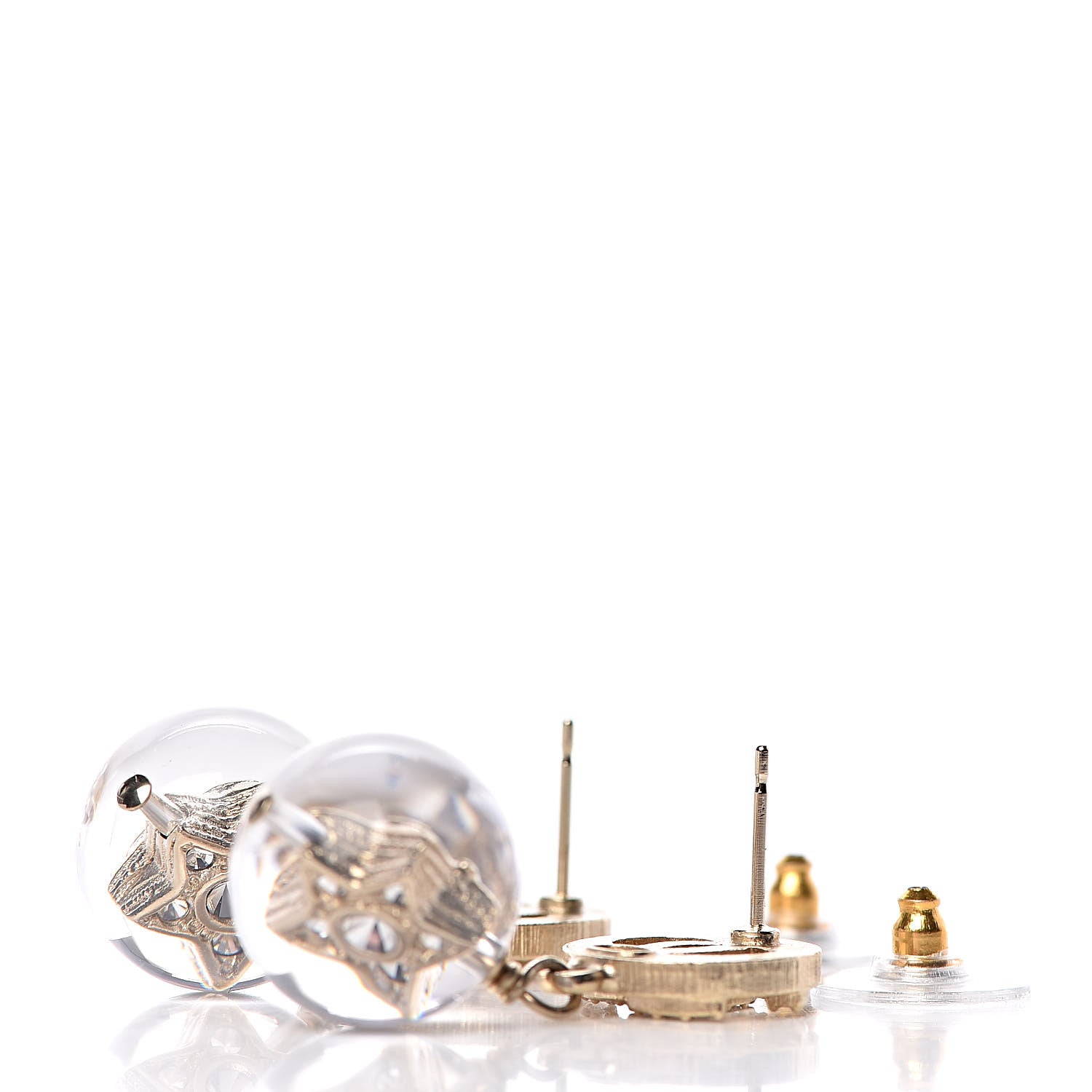 Chanel Resin Crystal CC Star Earrings Gold 3 of 5