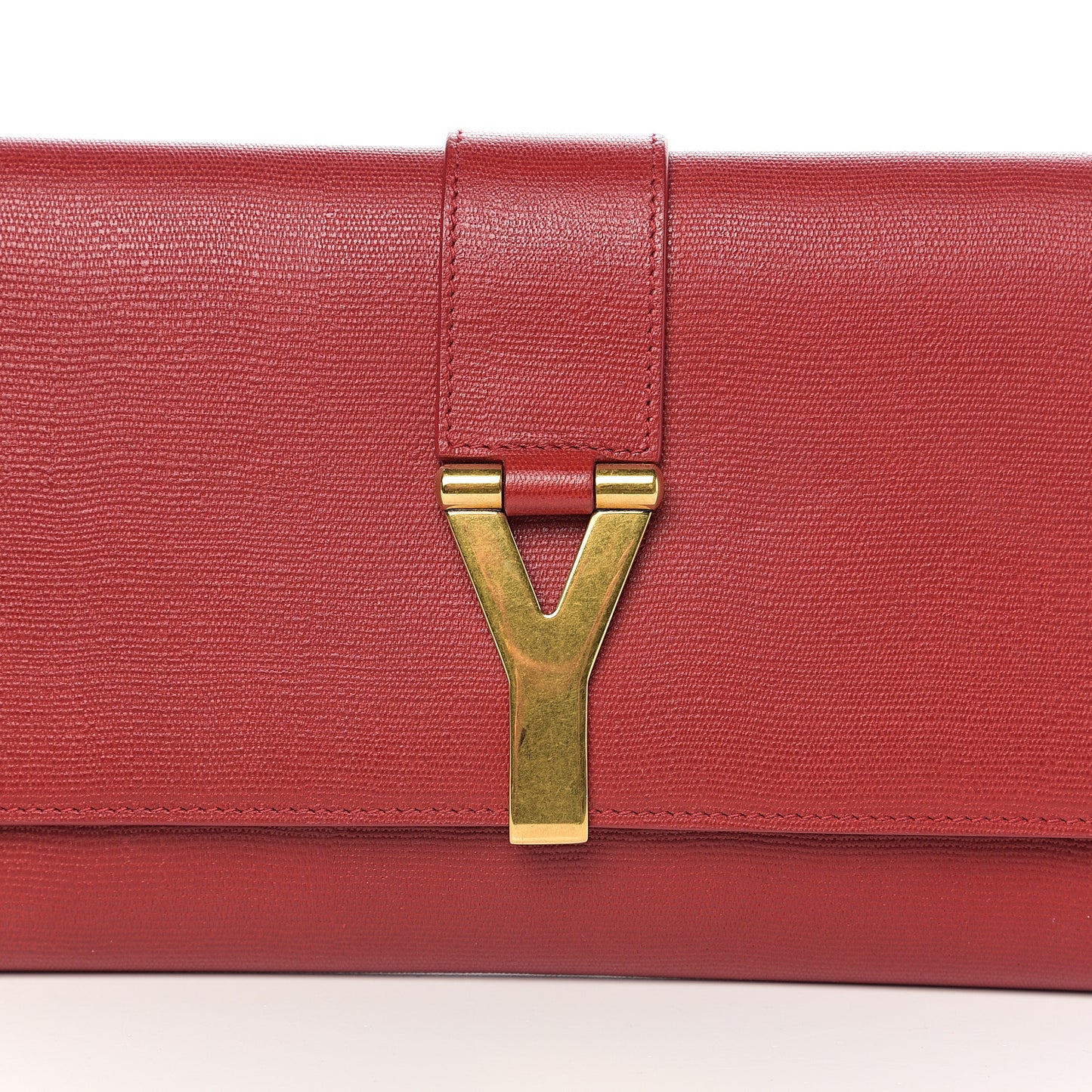 Textured Calfskin Classic Y Ligne Clutch Red