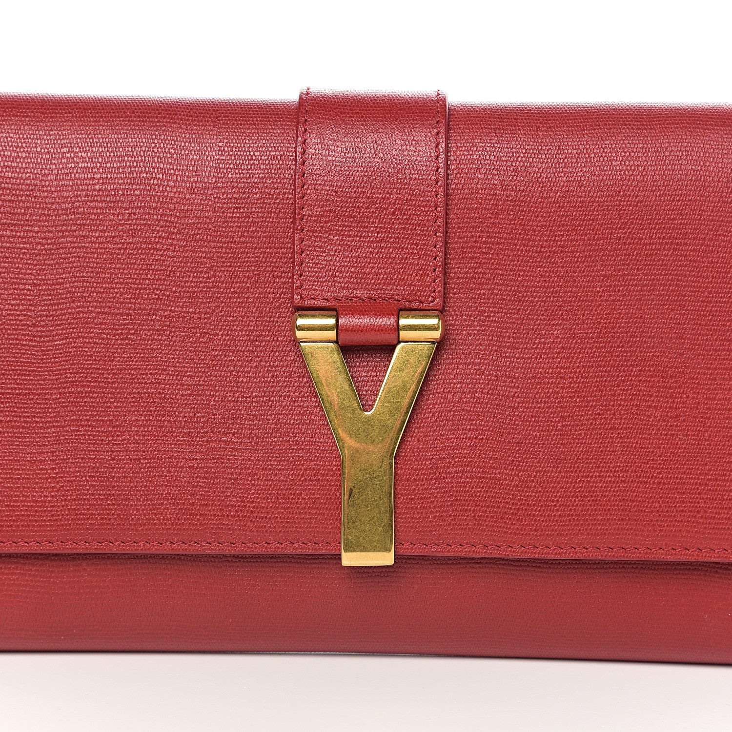 Saint Laurent Textured Calfskin Classic Y Ligne Clutch Red 8 of 10