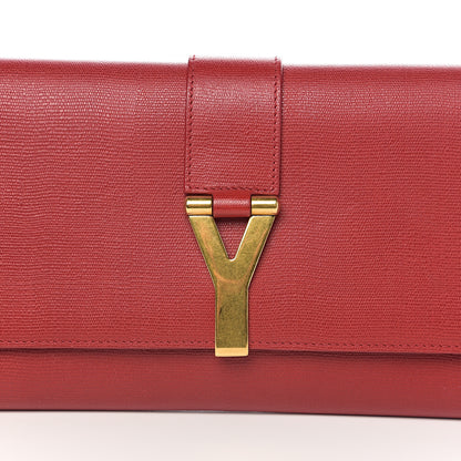 Saint Laurent Textured Calfskin Classic Y Ligne Clutch Red 8 of 10