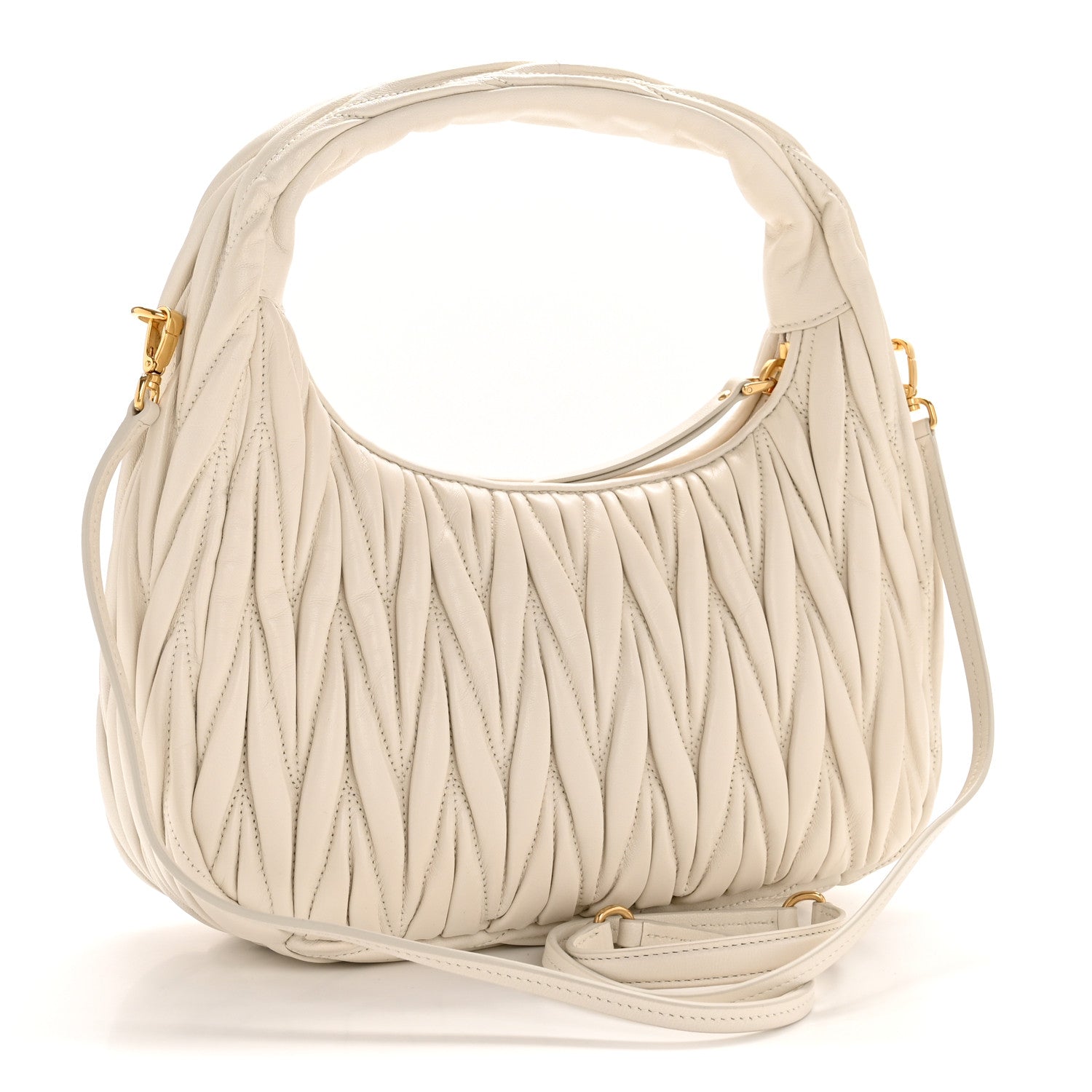 Miu Miu Nappa Matelasse Regular Wander Hobo White 3 of 11