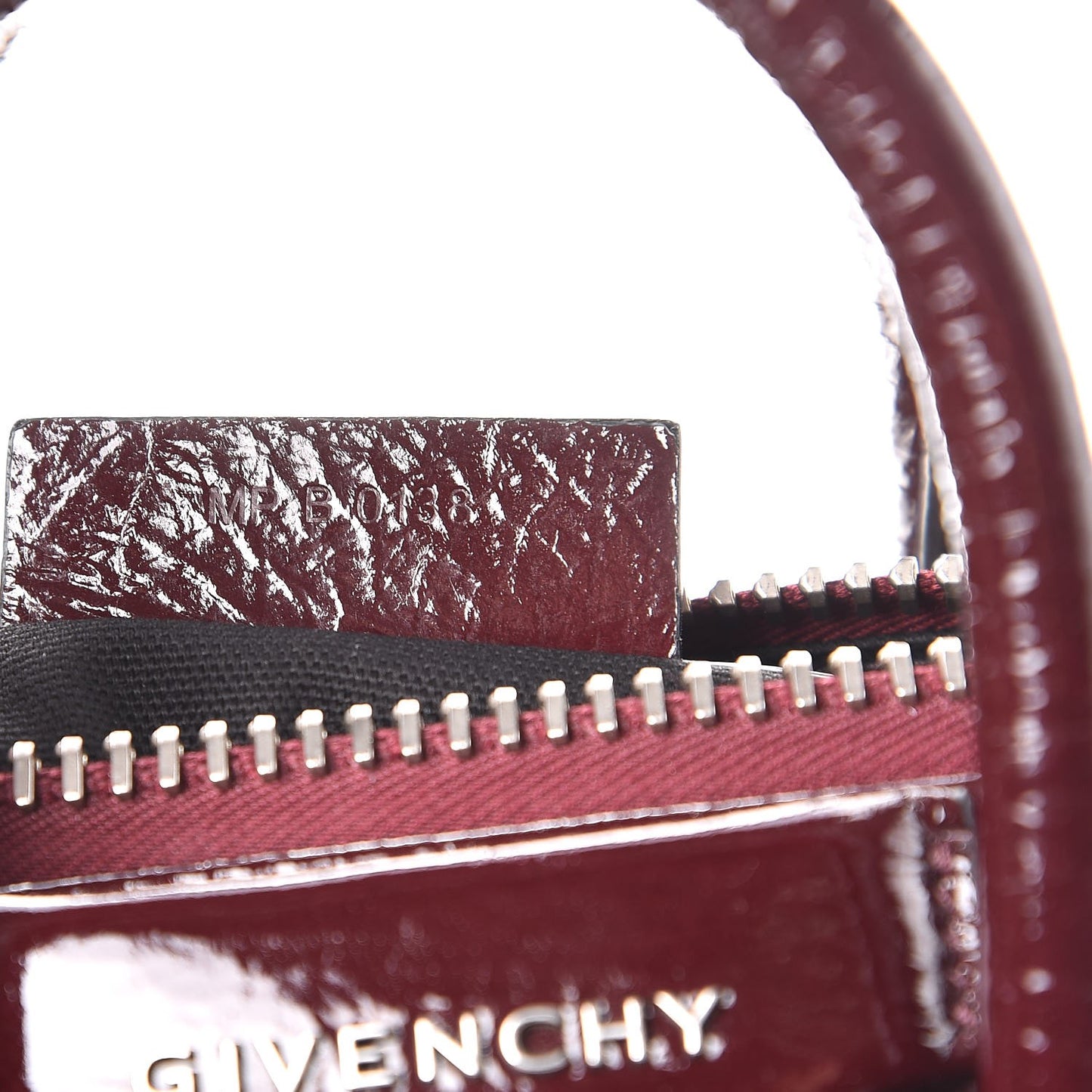 Crinkled Patent Calfskin Mini Antigona Aubergine