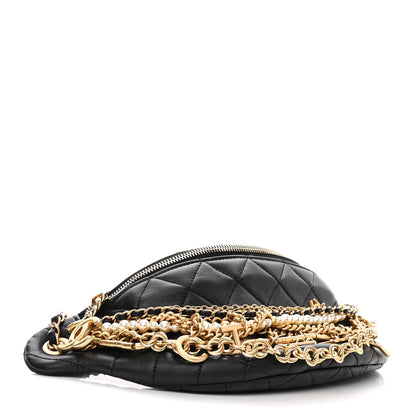 Chanel Lambskin Quilted All About Chains Waist Belt Bag Black 4 of 10