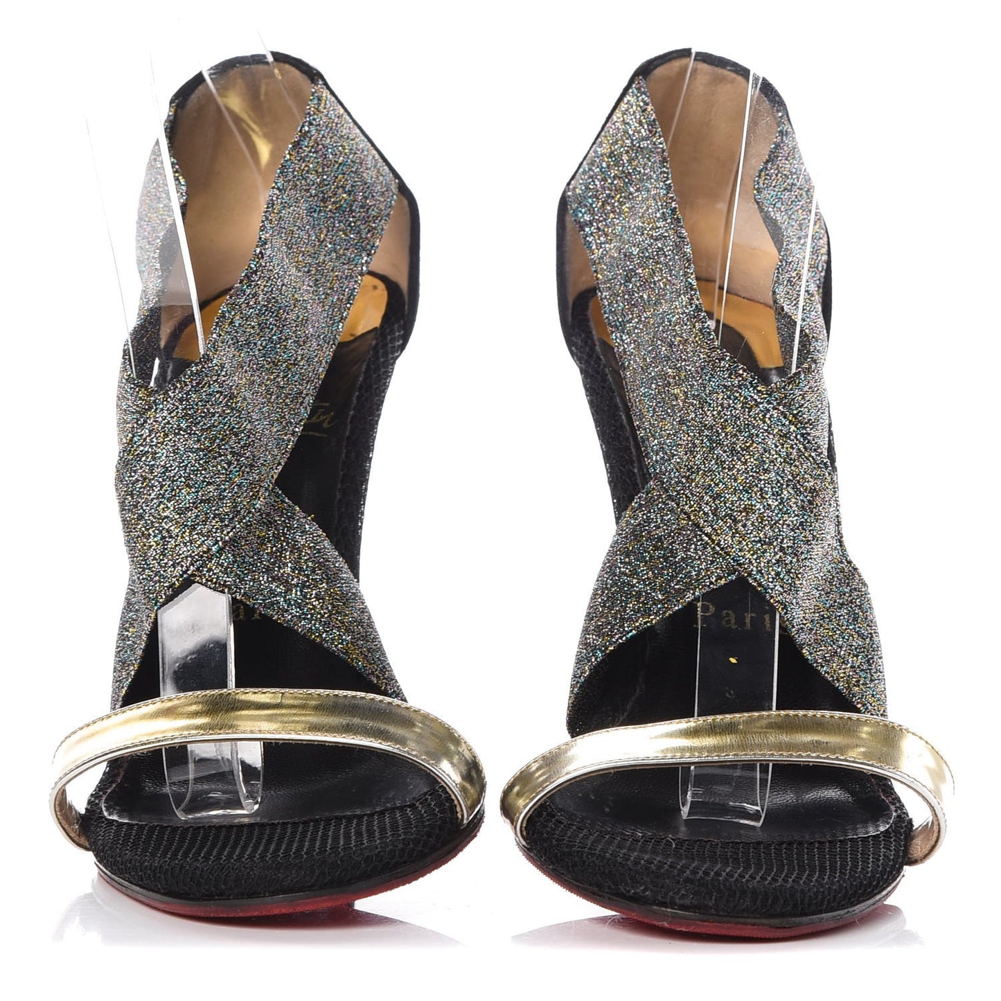 Specchio Suede Calfskin Elastagram 100 Sandals 38 Black Multi
