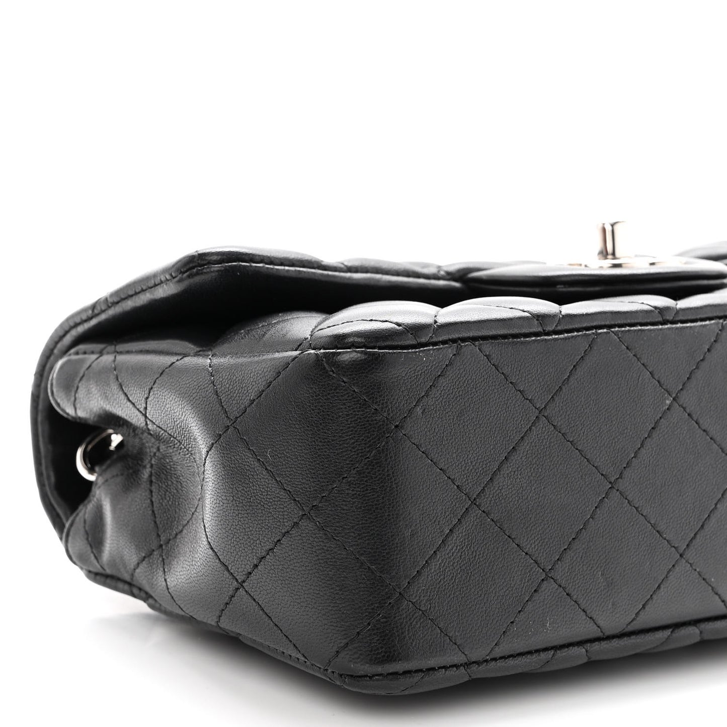 Lambskin Quilted Mini Rectangular Flap Black
