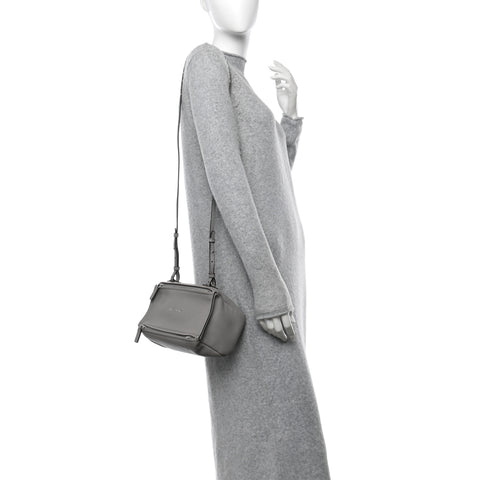 Grained Calfskin Mini Pandora Heather Grey