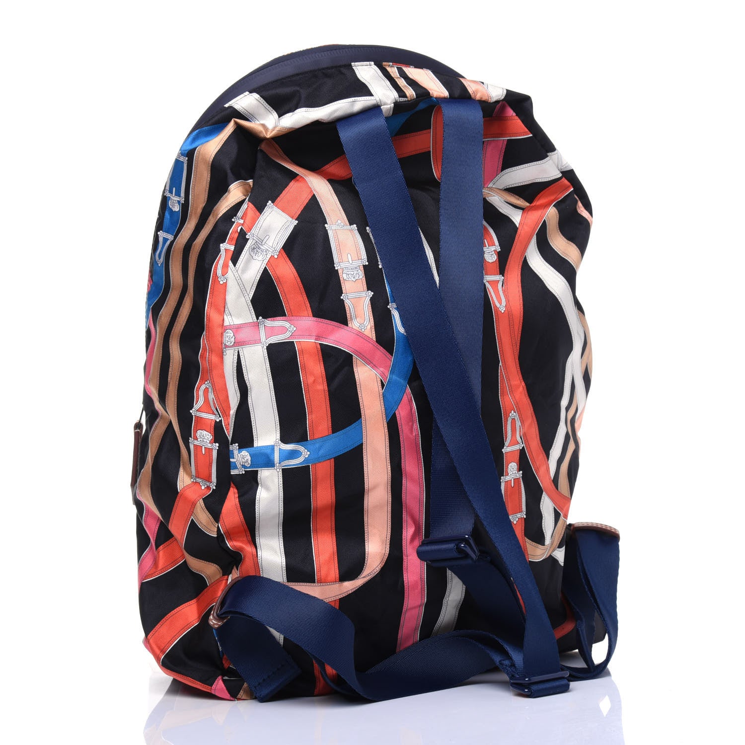 Hermes Silk Barenia Cavalcadour Airsilk Backpack Black Bleu Marine Fauve 2 of 15