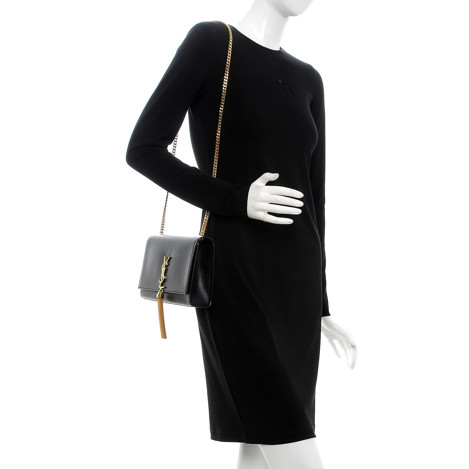 Saint Laurent Smooth Calfskin Medium Classic Monogram Kate Tassel Satchel Black 2 of 7