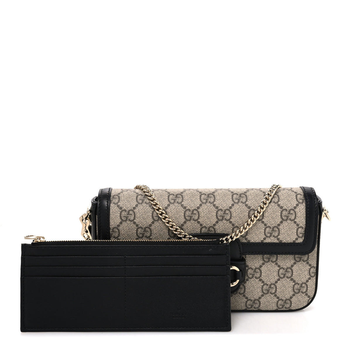 Gucci GG Supreme Monogram Azalea Calfskin Horsebit 1955 Mini Bag Beige Black 3 of 11