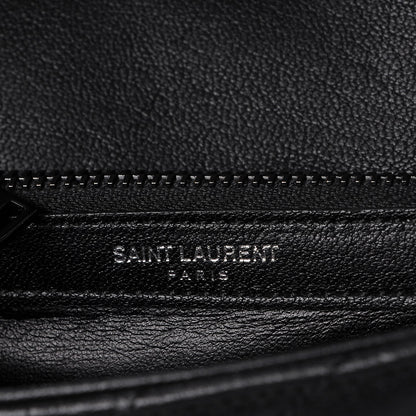Saint Laurent Sheepskin Matelasse Chevron Monogram Medium College Bag Black 7 of 9