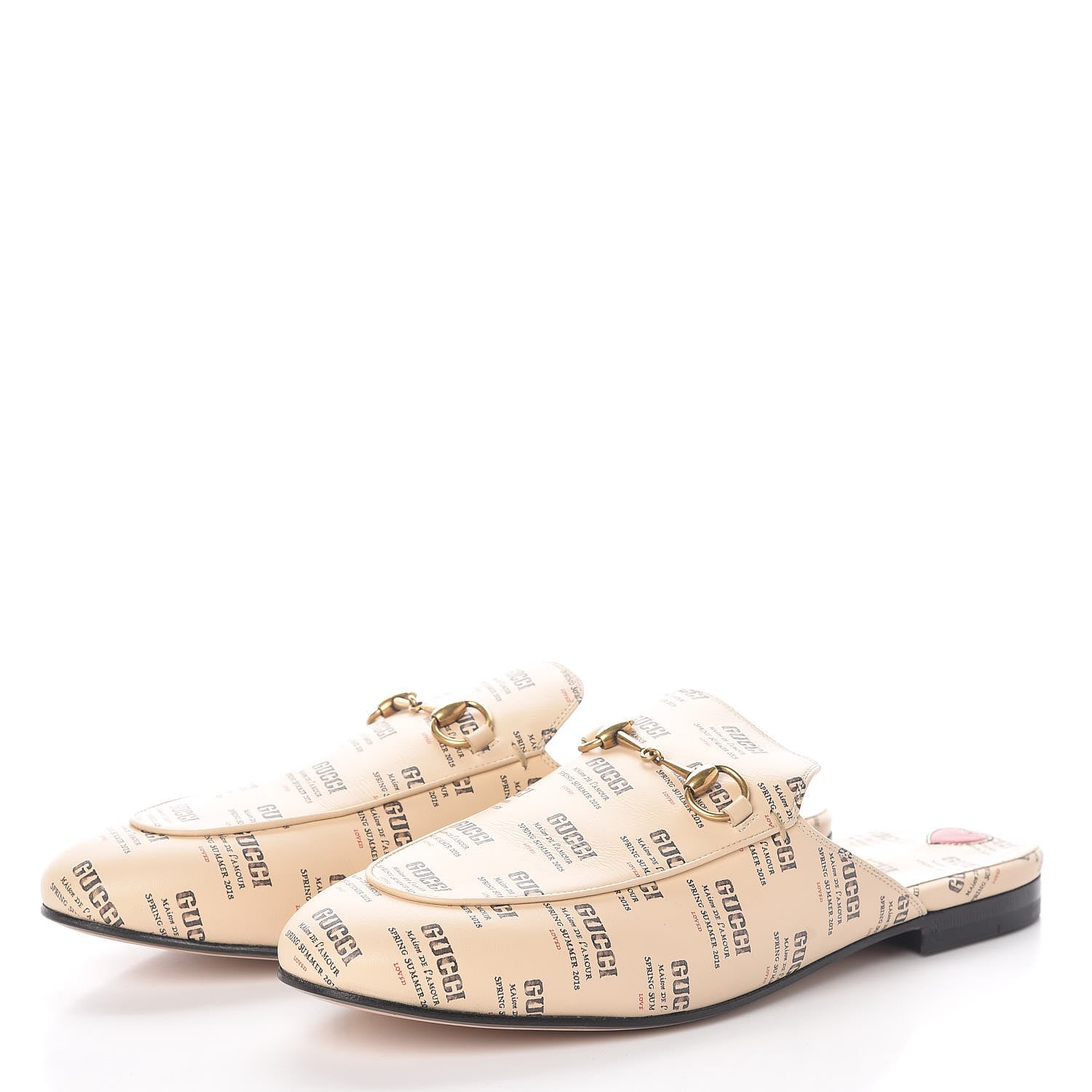 Gucci Calfskin Stamp Print Womens Princetown Slippers 40 Soy Black 3 of 8