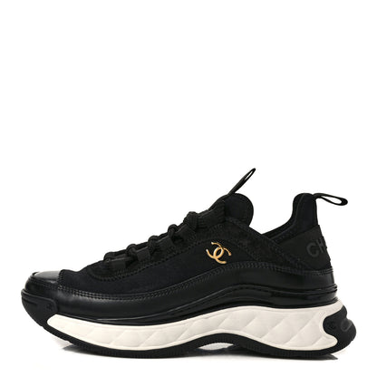 Chanel Velvet Calfskin Mixed Fibers CC Sneakers 36 Black 1 of 9
